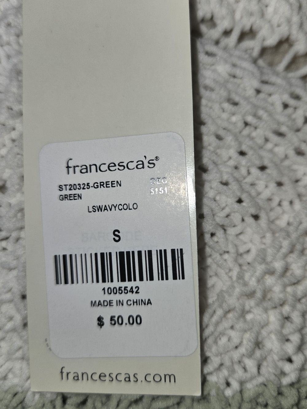 Francesca's Collections V-Neck Crochet Sweater in Cream, Sage & Olive NWT Size S - Picture 4 of 6